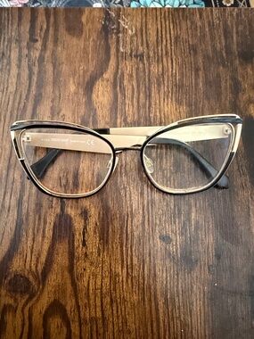 Roberto Cavalli Women's Cat-Eye Glasses - Black and Gold Trim